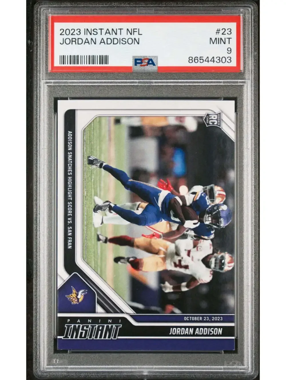 Jordan Addison 2023 Panini NFL Rookie #23 Card 1 of 205 Vikings PSA 9 Mint